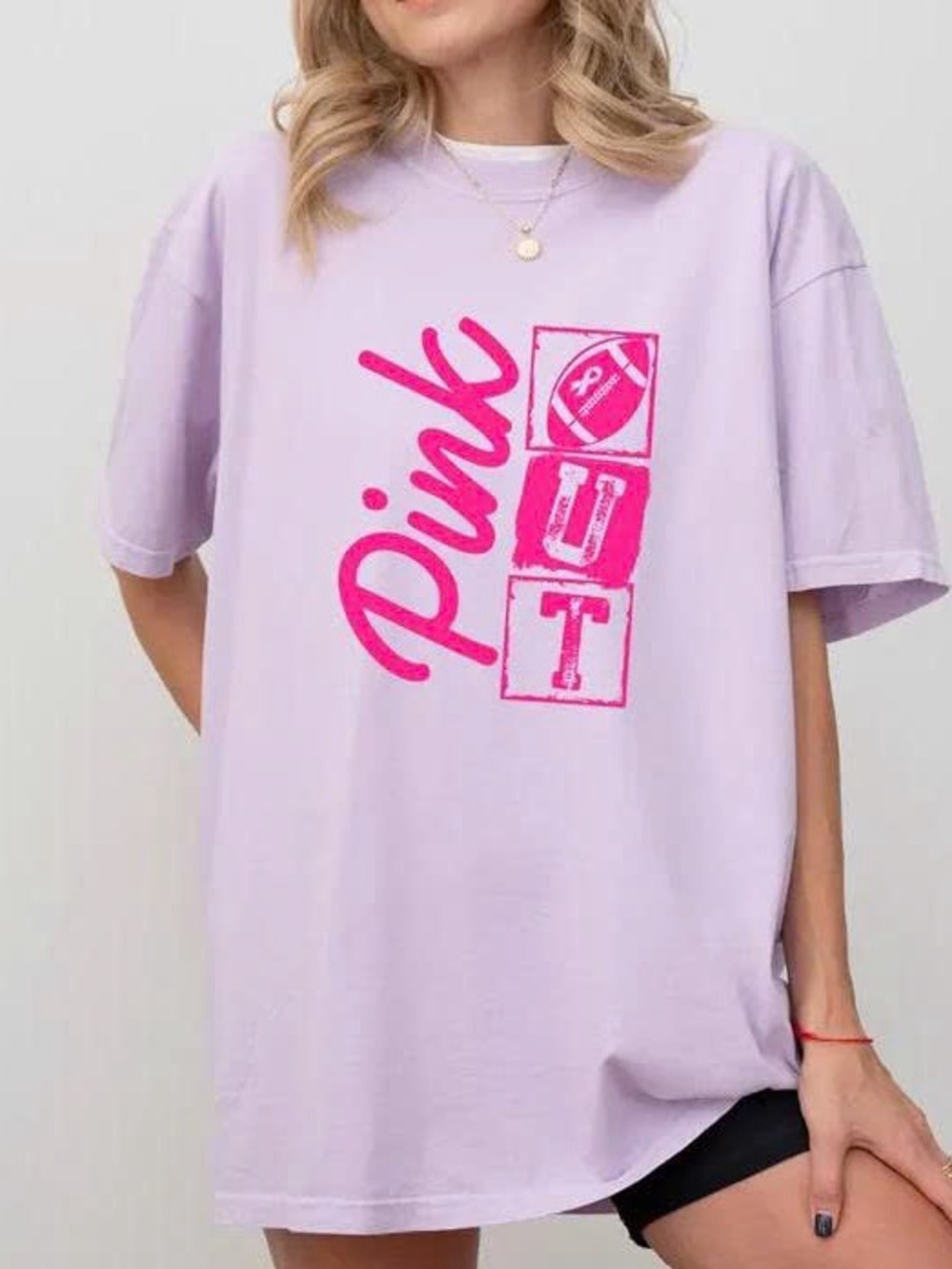 Orchid Tee with Hot Pink 'Pink Out' Graphic